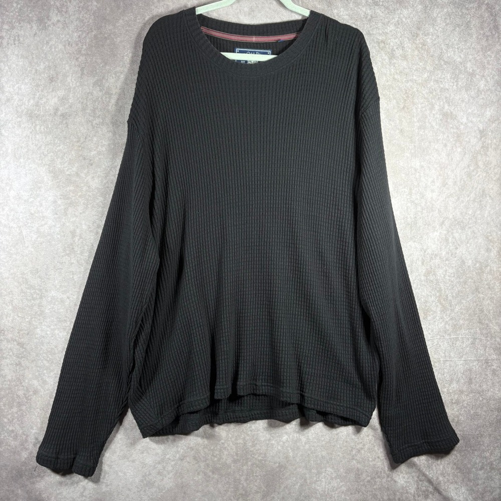 Live Oak Waffle Sweater Mens Size‎ XXL Black Thermal Crewneck 100% Cotton NEW